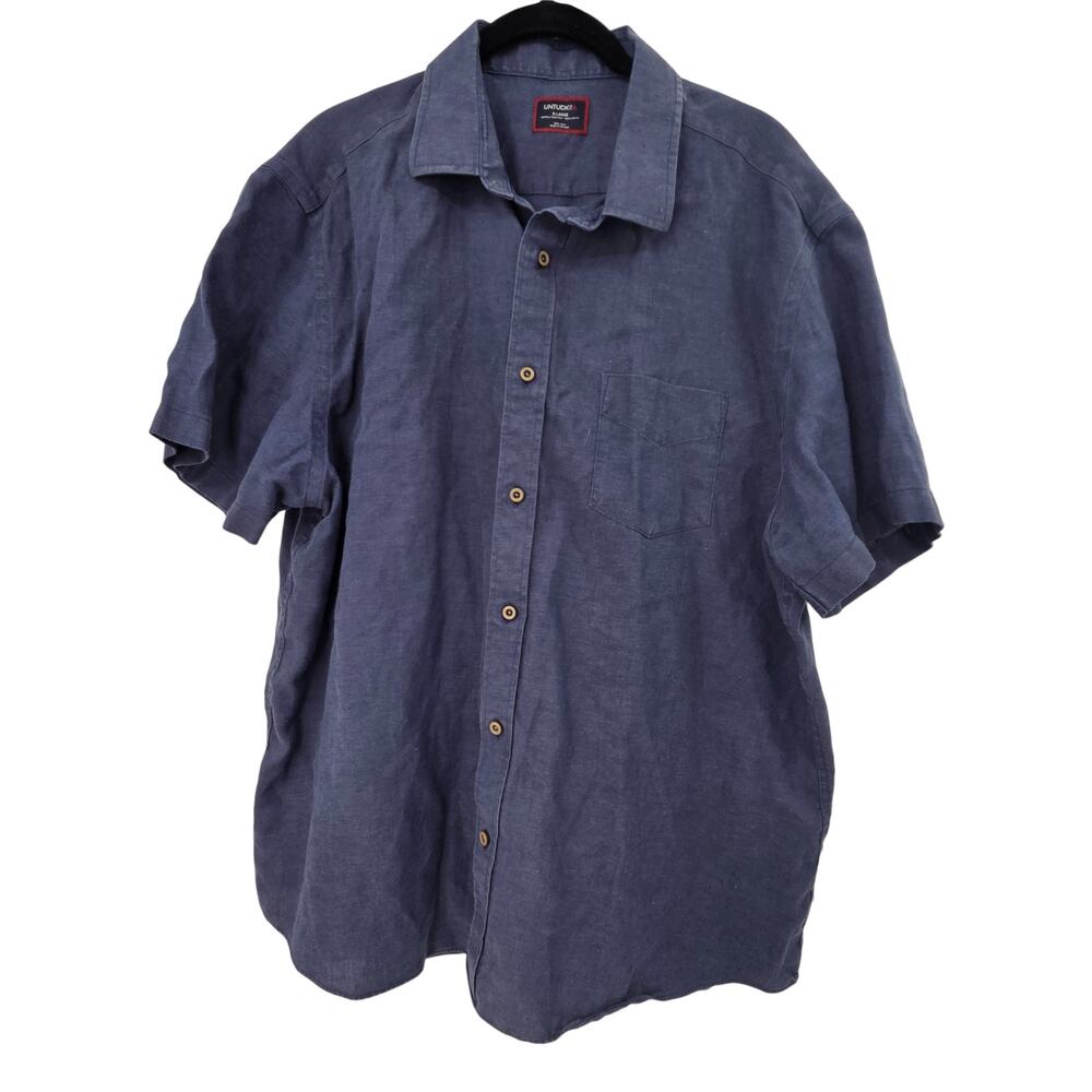 UNTUCKIT XL LINEN WRINKLE RESISTANT  REGULAR FIT SHORT SLEEVE BUTTON UP SHIRT